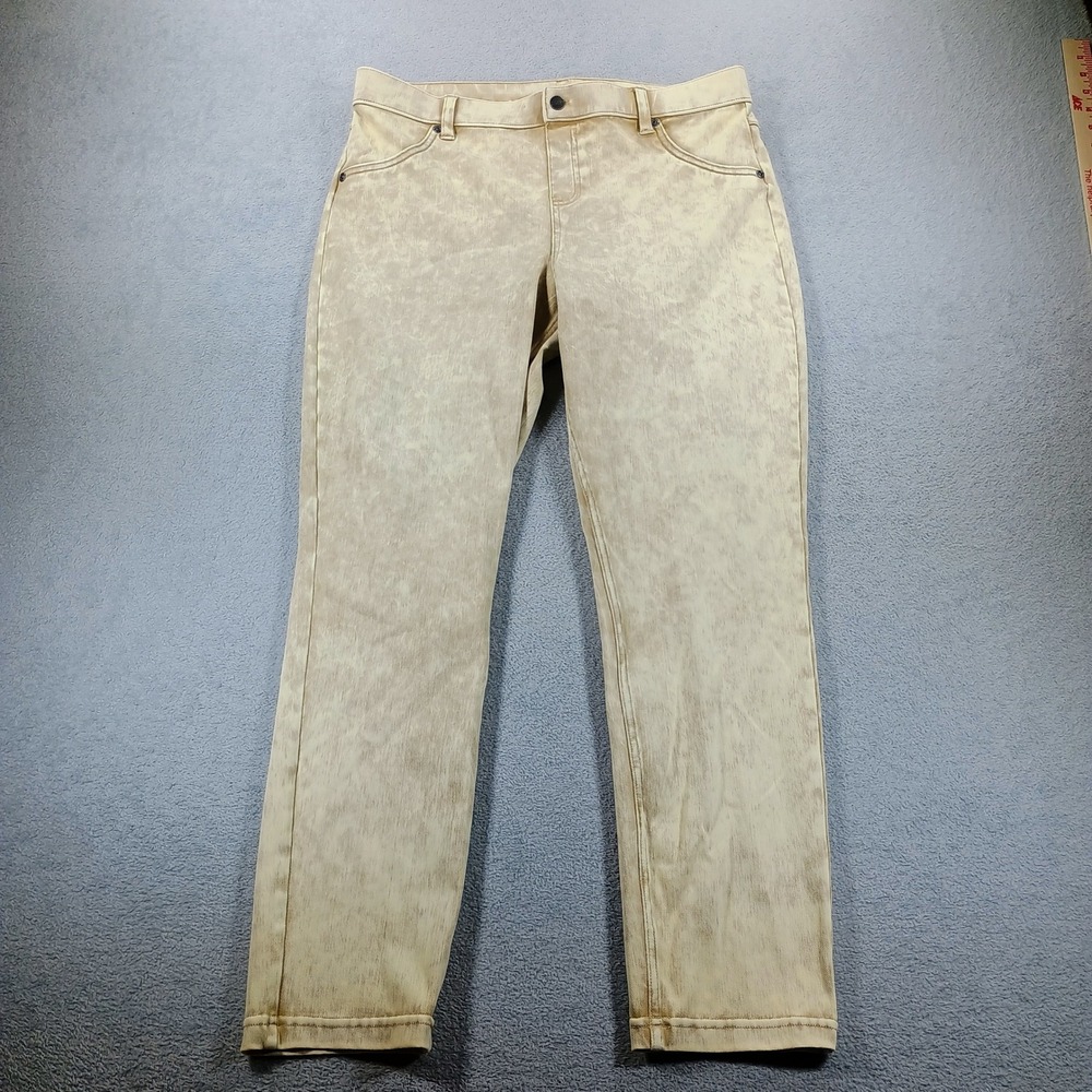 HUE Womens Leggings Oatmeal Acid Wash L U22721H 5-Pocket Stretch